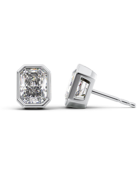 Bezel Stud Earrings 5ct WG RAD