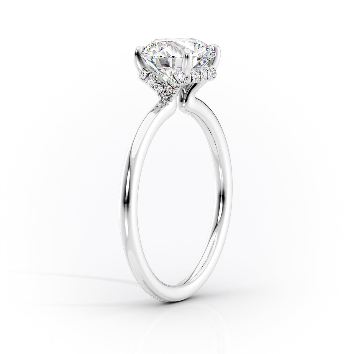 Unique Solitaire Hidden Halo Emerald Cut Engagement Ring 1.5mm Platinum ...