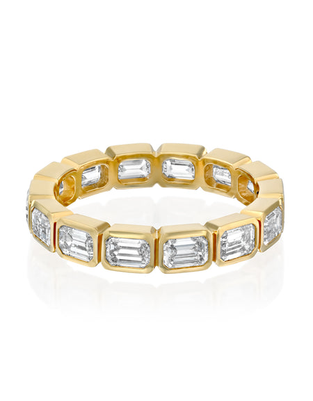 2ct East West Emerald Bezel Eternity 2ct YG EM