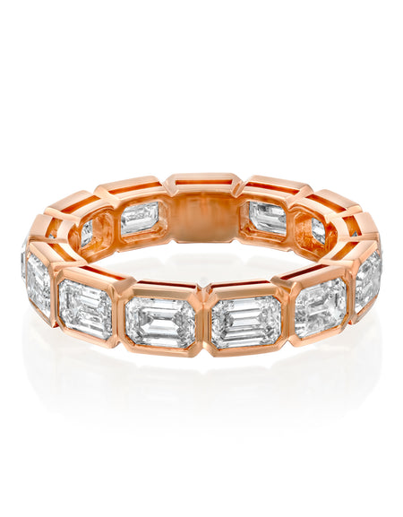 3ct East West Emerald Bezel Eternity 3ct RG EM