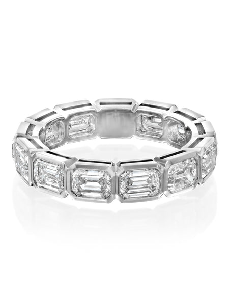 3ct East West Emerald Bezel Eternity 3ct WG EM