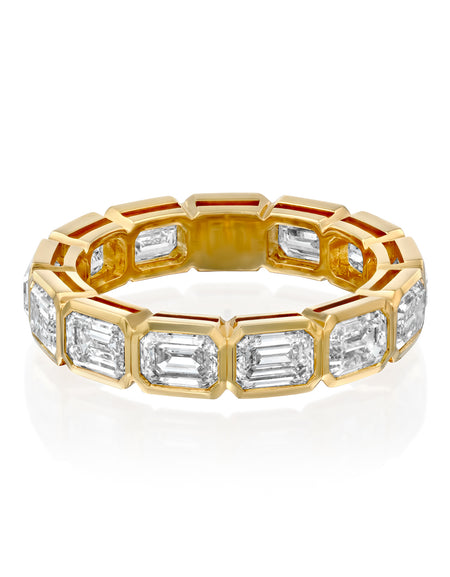 3ct East West Emerald Bezel Eternity 3ct YG EM