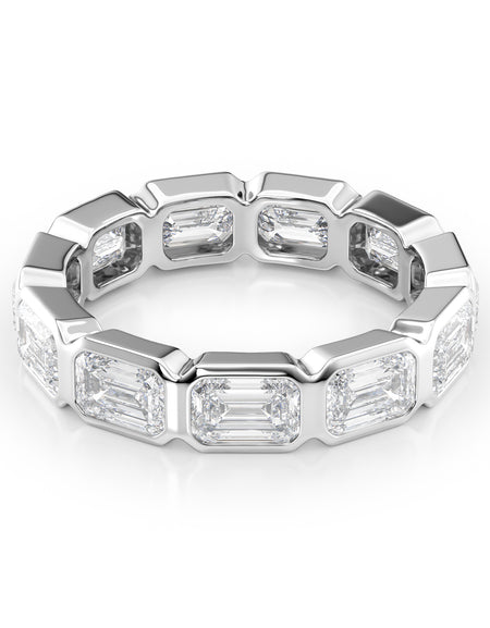 3ct East West Emerald Bezel Eternity 4.5ct WG EM