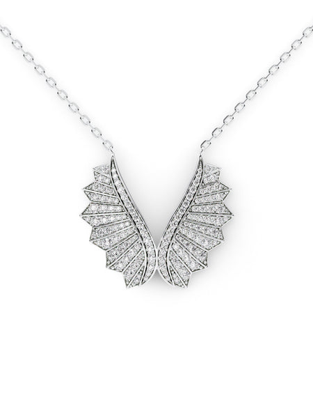 Born To Fly Wings Pave Necklace WG
