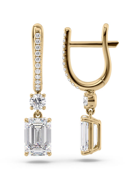 Diamond Drop Earrings 1ct YG EM