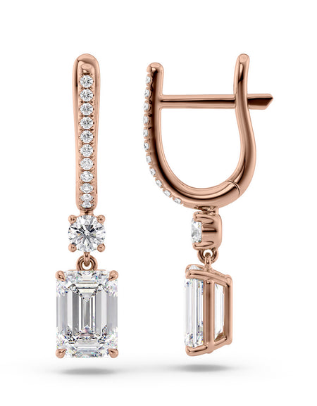 Diamond Drop Earrings 5ct RG EM
