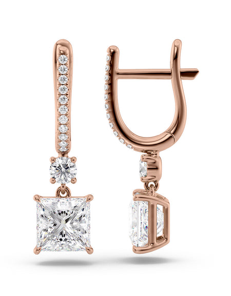 Diamond Drop Earrings 5ct RG PR