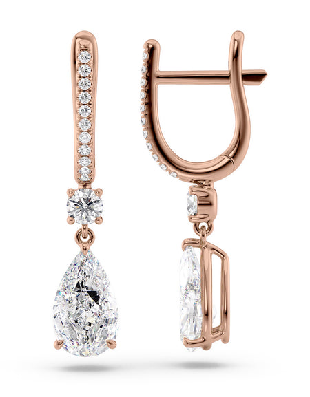 Diamond Drop Earrings 4ct RG PS