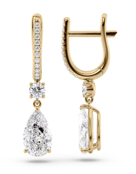 Diamond Drop Earrings 5ct YG PS