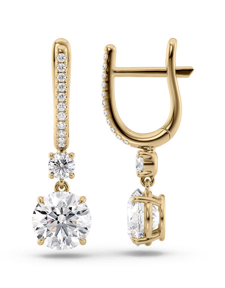 Diamond Drop Earrings 4ct YG R