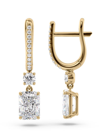 Diamond Drop Earrings 1ct YG RAD