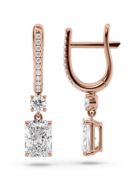 Diamond Drop Earrings 3ct RG RAD