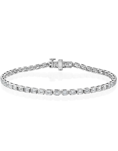East West Bezel Emerald Tennis Bracelet 2.5ct WG EM