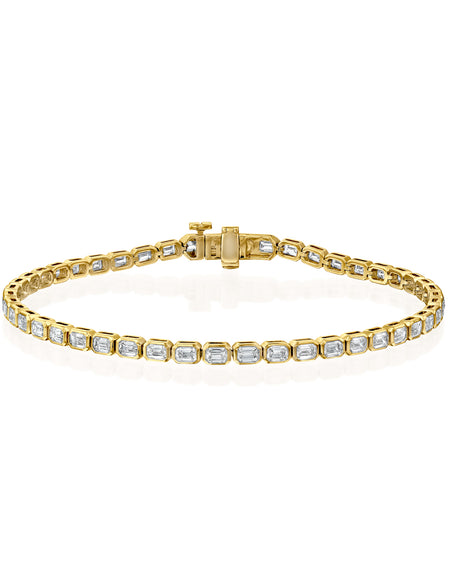 East West Bezel Emerald Tennis Bracelet 2.5ct YG EM