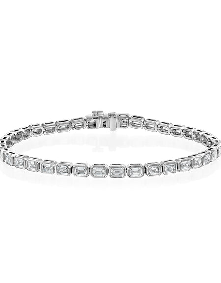 East West Bezel Emerald Tennis Bracelet 3.5ct WG EM