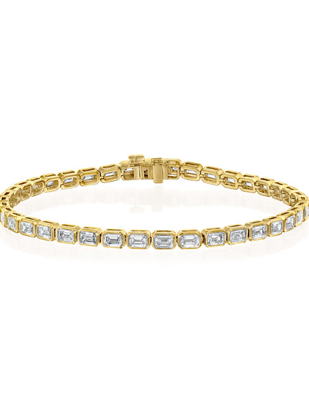 East West Bezel Emerald Tennis Bracelet 3.5ct YG EM