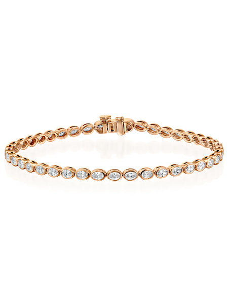 East West Bezel Oval Tennis Bracelet 2.5ct RG OV