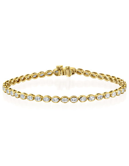 East West Bezel Oval Tennis Bracelet 2.5ct YG OV