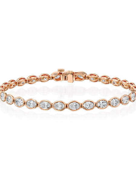 East West Bezel Oval Tennis Bracelet 6ct RG OV