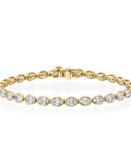 East West Bezel Oval Tennis Bracelet 6ct YG OV