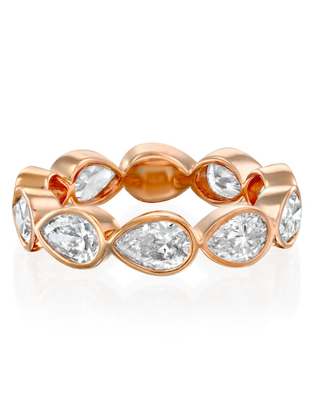 3ct East West Pear Bezel Eternity 3ct RG PS
