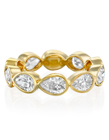 3ct East West Pear Bezel Eternity 3ct YG PS