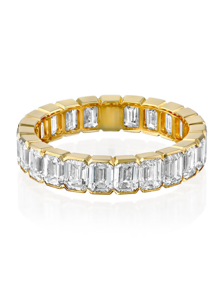 4ct Emerald Half Bezel Eternity 4ct YG EM