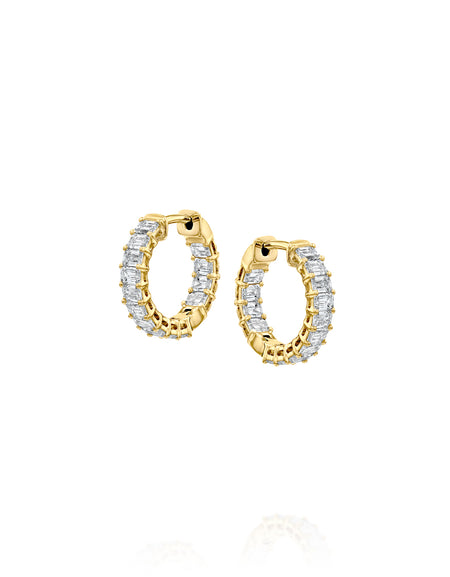 15mm East West Emerald Eternity Hoops 1.5ct YG EM