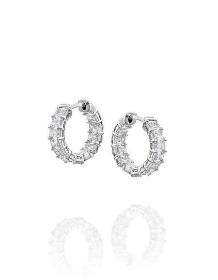 15mm East West Emerald Eternity Hoops 2.5ct WG EM