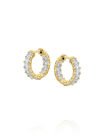 15mm East West Emerald Eternity Hoops 2.5ct YG EM