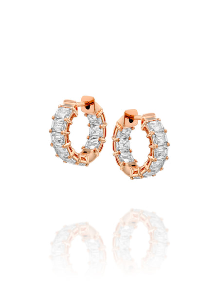 15mm East West Emerald Eternity Hoops 3.5ct RG EM