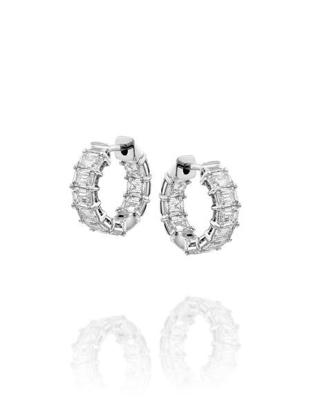 15mm East West Emerald Eternity Hoops 3.5ct WG EM