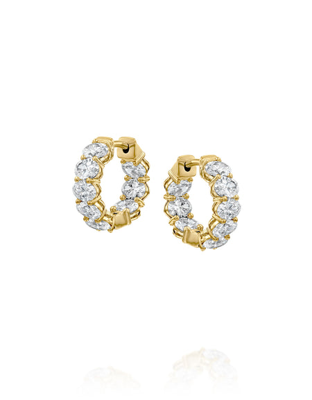 15mm East West Oval Eternity Hoops 3ct YG OV