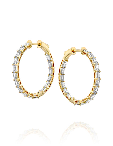 25mm Emerald Eternity Hoops 3ct YG EM