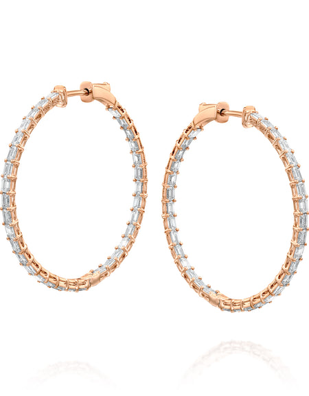 35mm Emerald Eternity Hoops 3ct RG EM