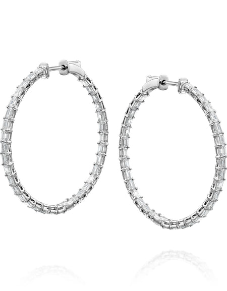 35mm Emerald Eternity Hoops 3ct WG EM