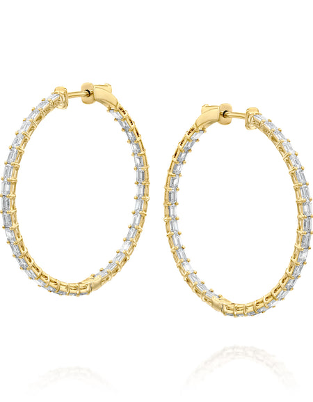 35mm Emerald Eternity Hoops 3ct YG EM