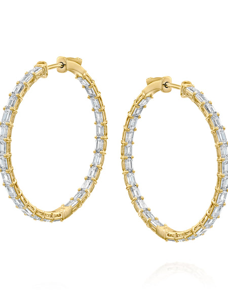 35mm Emerald Eternity Hoops 5ct YG EM