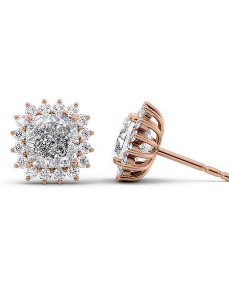 Accent Stone Stud Earrings 1ct RG CU