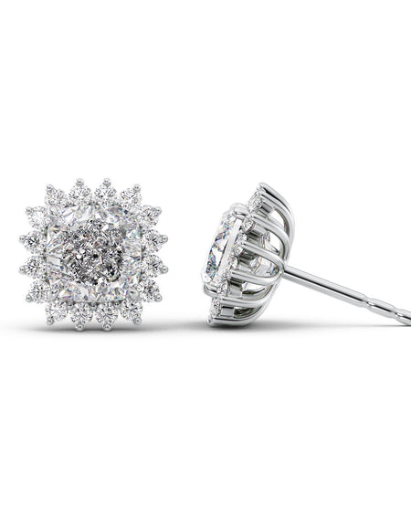 Accent Stone Stud Earrings 1ct WG CU