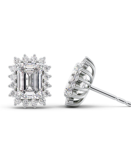 Accent Stone Stud Earrings 3ct WG EM