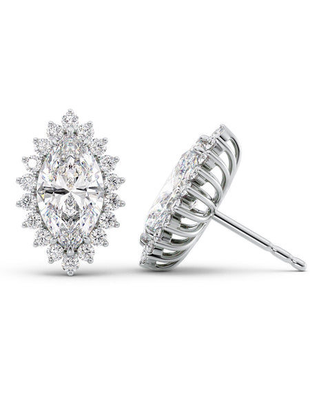 Accent Stone Stud Earrings 1ct WG MQ