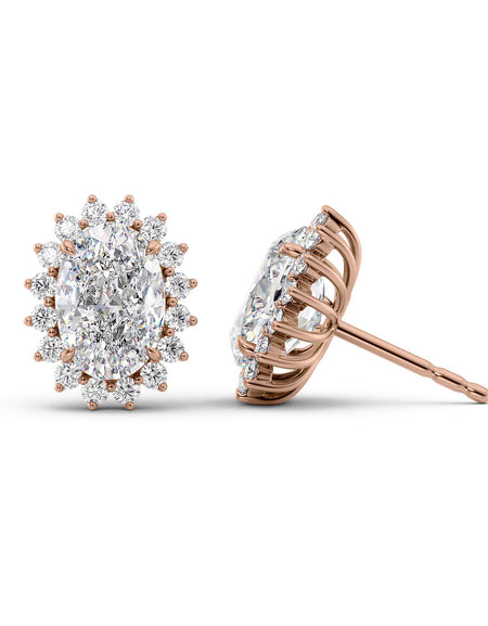 Accent Stone Stud Earrings 1ct RG OV