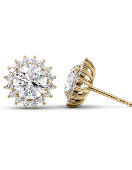 Accent Stone Stud Earrings 1ct YG R
