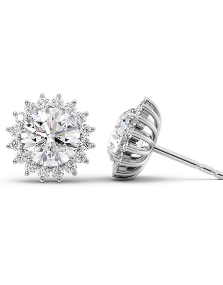 Accent Stone Stud Earrings 3ct WG R