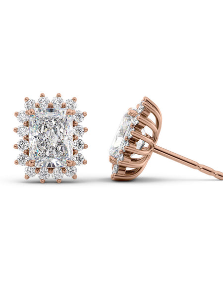 Accent Stone Stud Earrings 2ct RG RAD