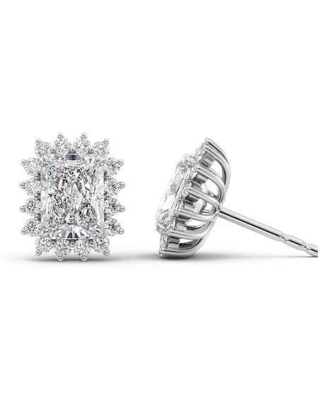Accent Stone Stud Earrings 3ct WG RAD