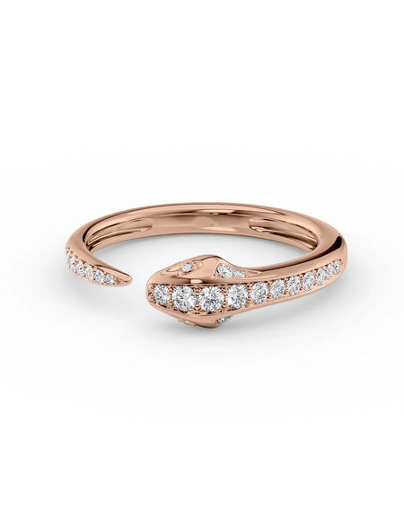 14K Rose Gold Diamond Snake Ring
