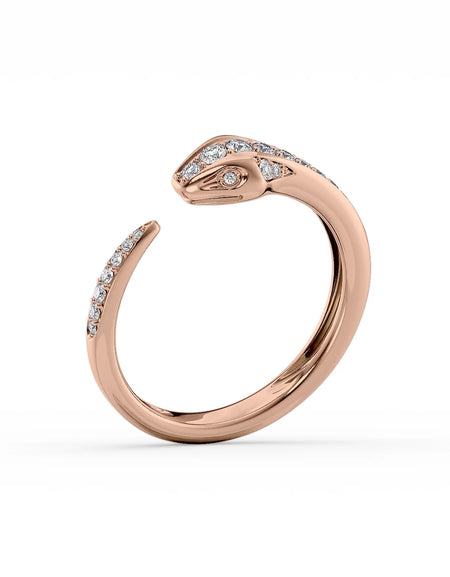 14K Rose Gold Diamond Snake Ring