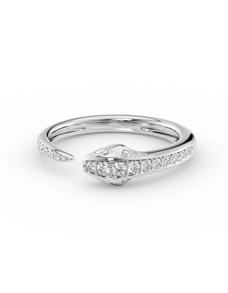 14K White Gold Diamond Snake Ring